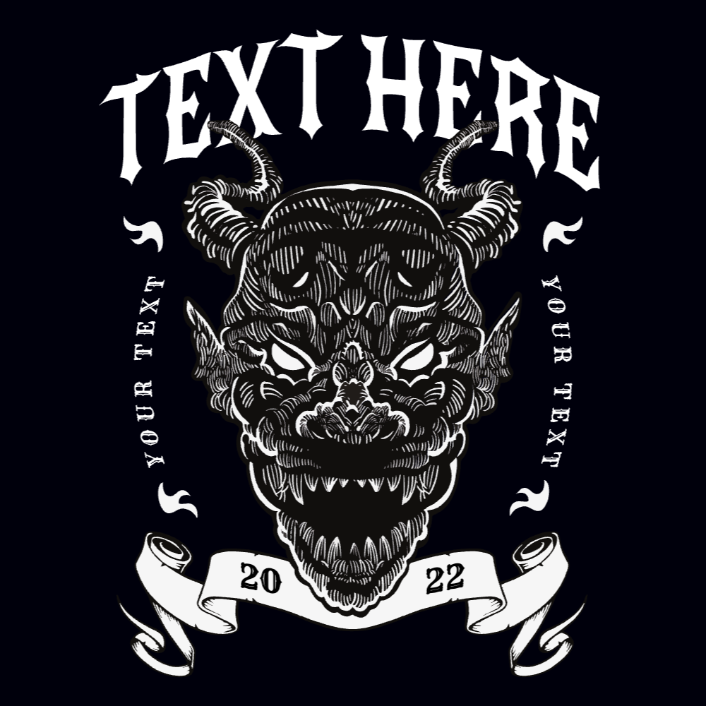 Monster line art editable t-shirt template