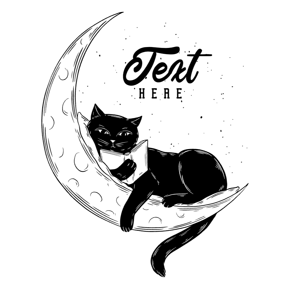 Moon and cat reading editable t-shirt template | Create Online