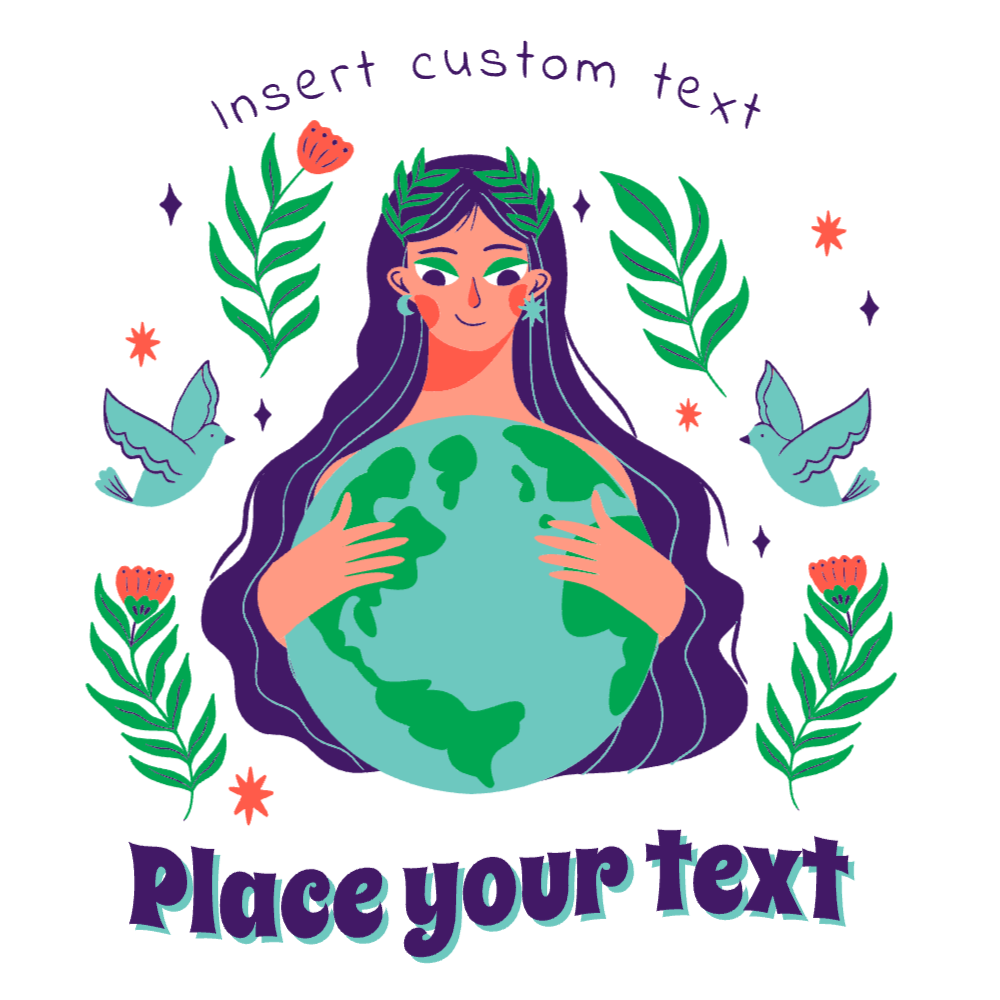 Mother earth character editable t-shirt template | Create Online