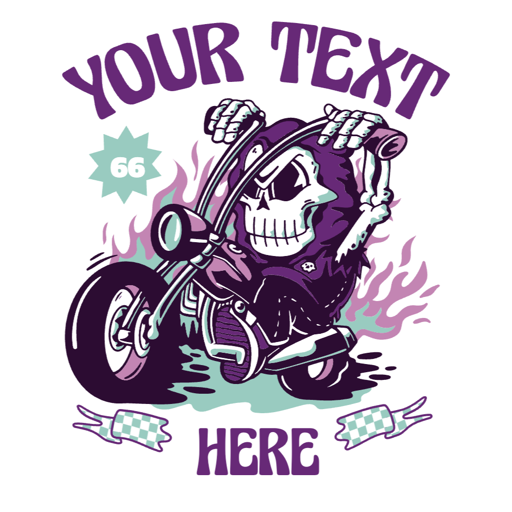Motorcycle skeleton editable t-shirt template | Create Merch