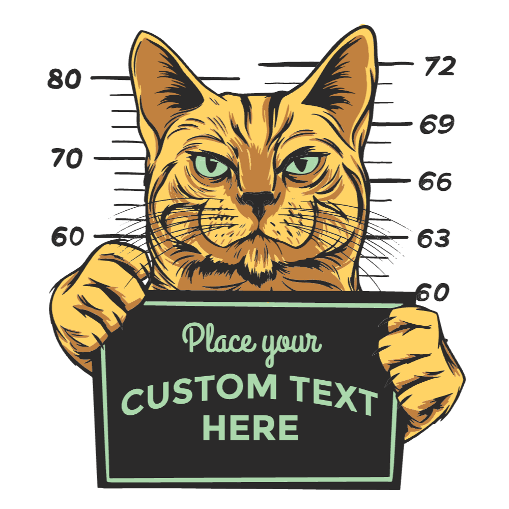 Mug shot cat editable t-shirt template | Create Online