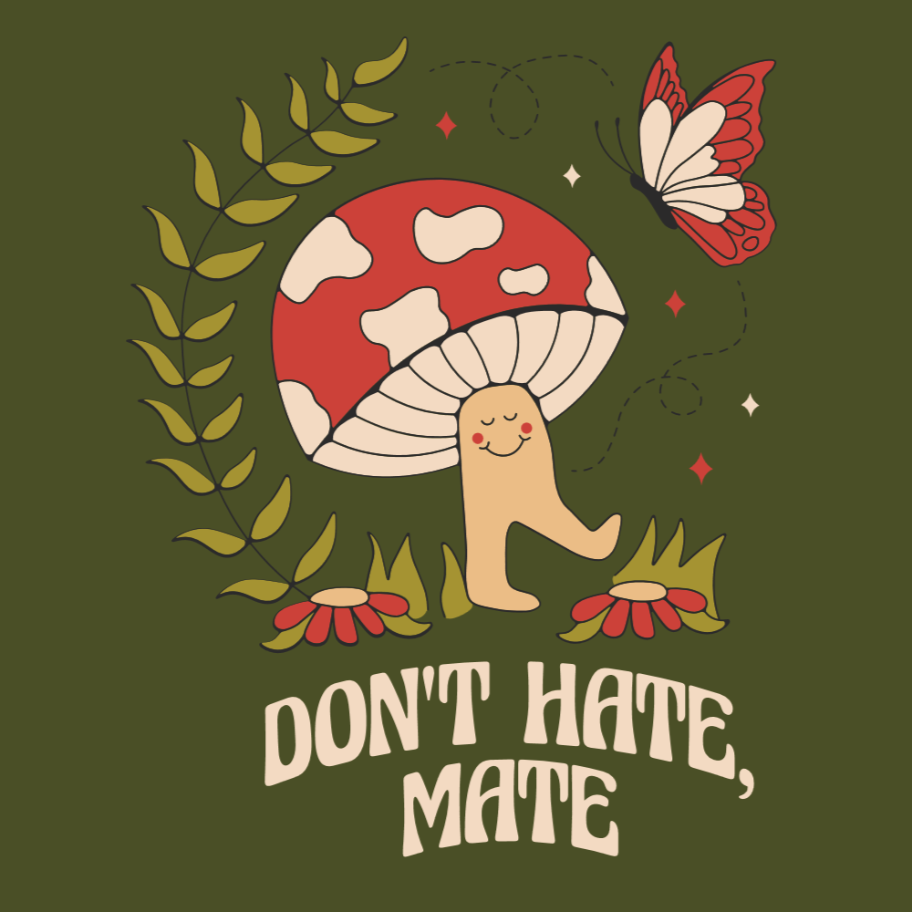 Mushroom hippie editable t-shirt template | T-Shirt Maker