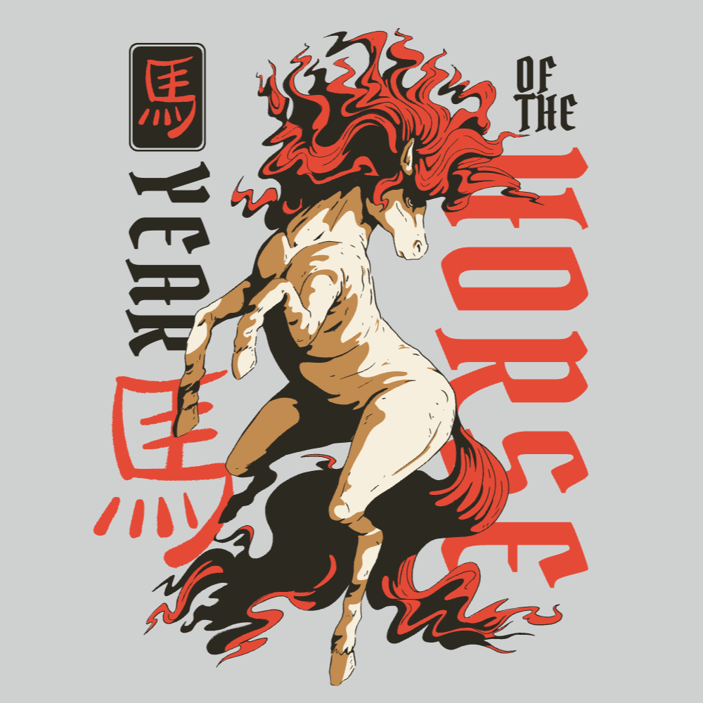New Year of the horse eidtable t-shirt template | T-Shirt Maker