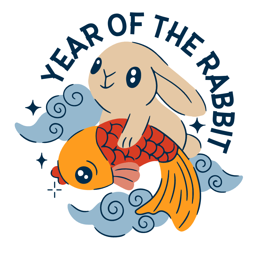 New Year rabbit fish editable t-shirt template