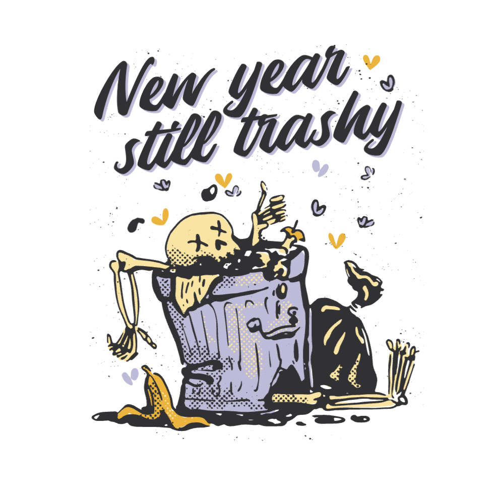 New year trashy editable t-shirt template