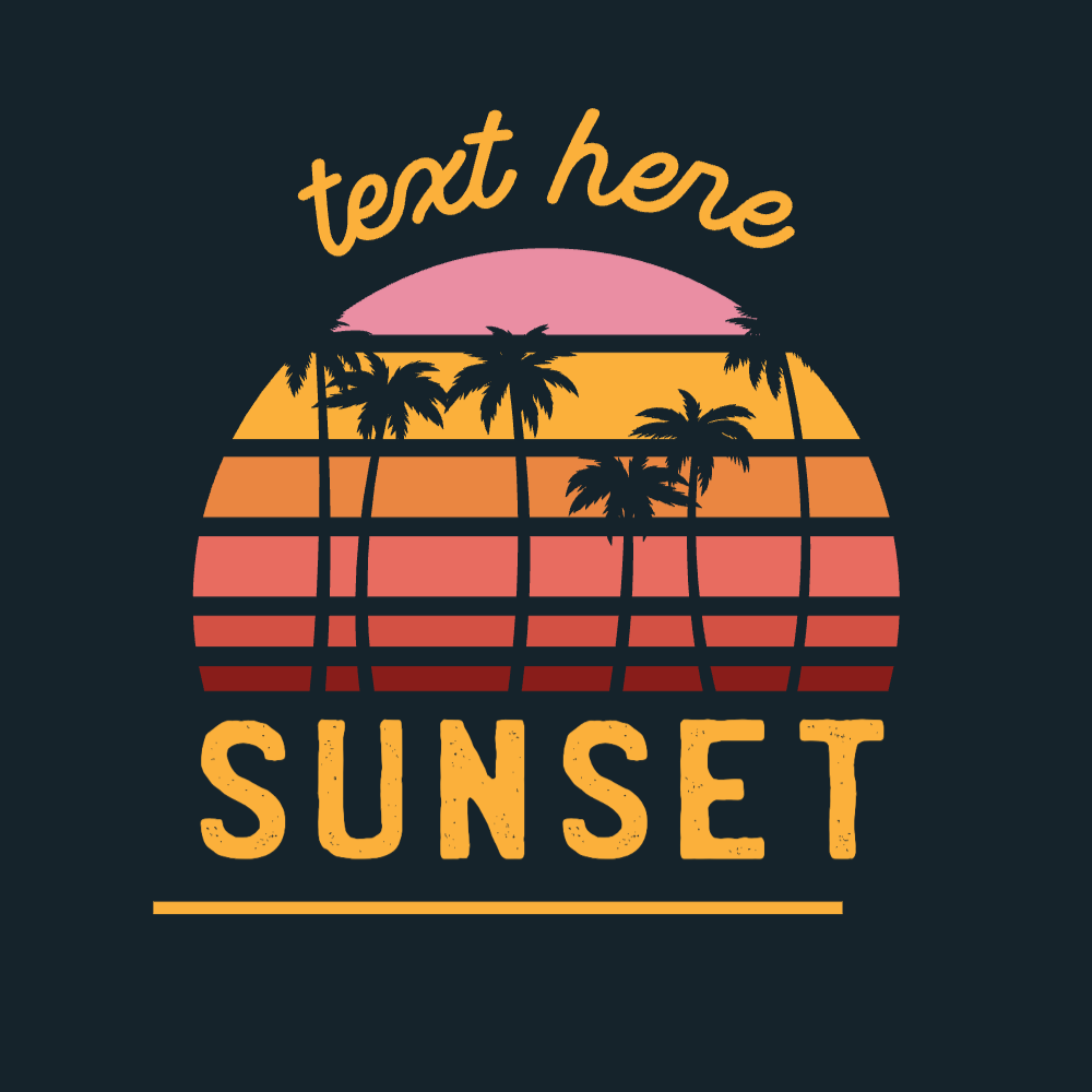 Palm trees retro sunset editable t-shirt template | Create Merch Online
