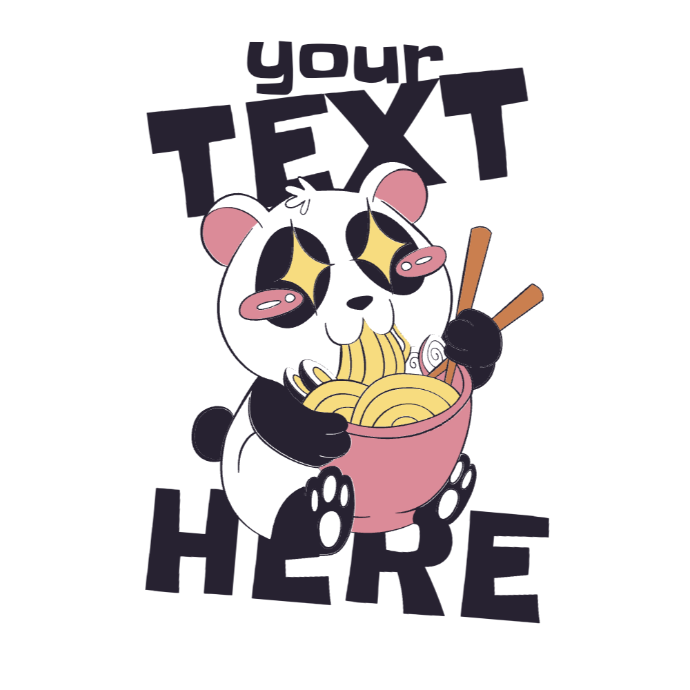 Panda eating ramen editable t-shirt template | Create Merch Online