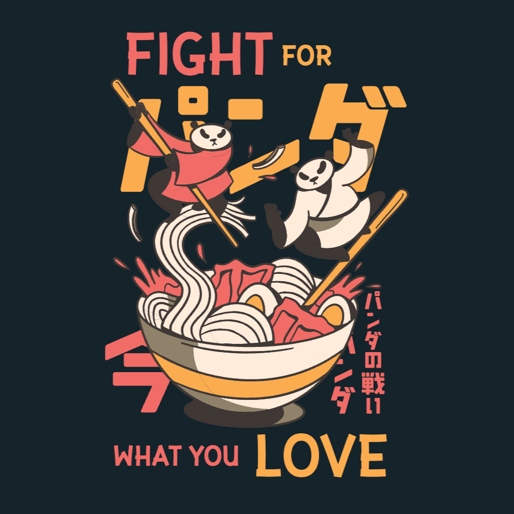 Panda martial artist with ramen  t-shirt template | T-Shirt Maker