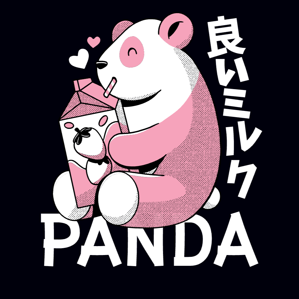 Panda with milkshake editable t-shirt template | Create Merch