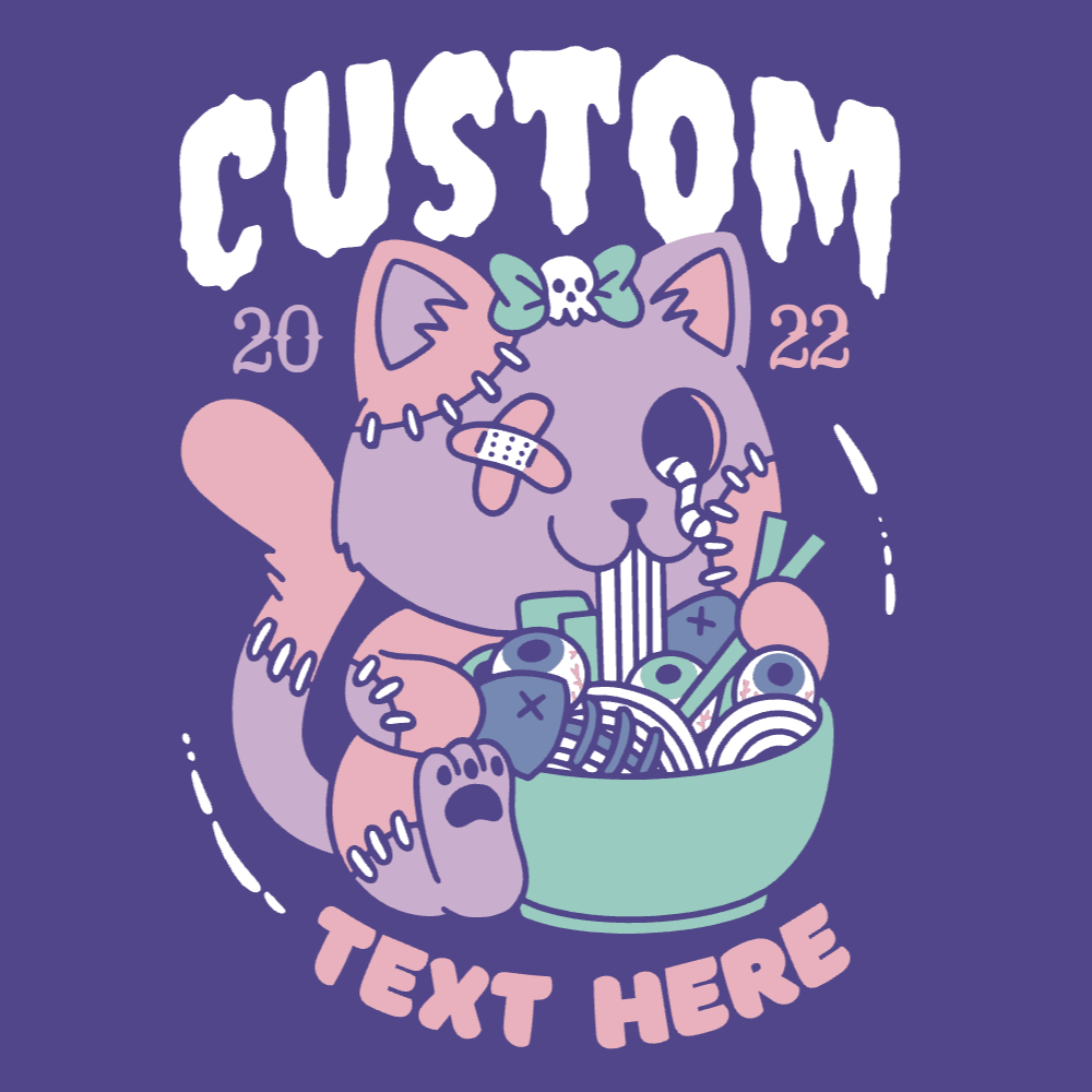 Pastel goth cat editable t-shirt template