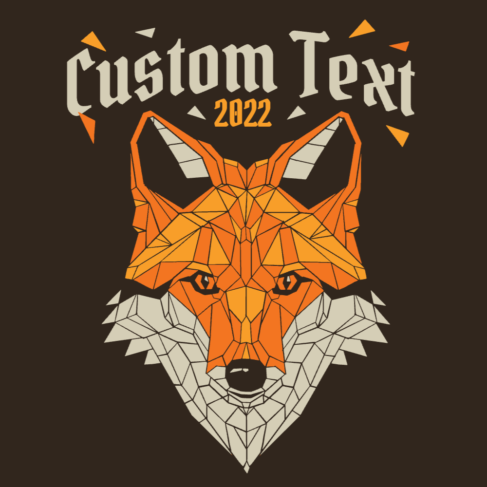 Polygonal fox head editable t-shirt template | Create Merch