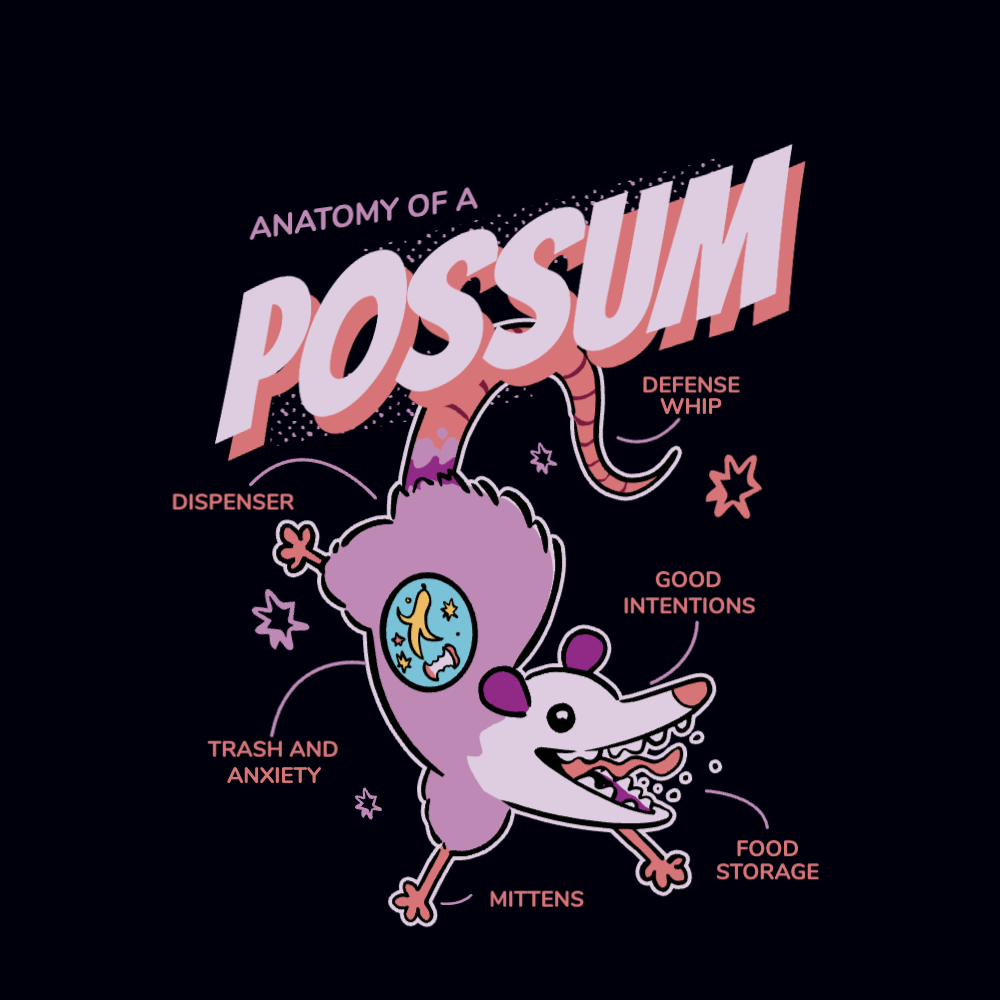 Possum anatomy editable t-shirt template
