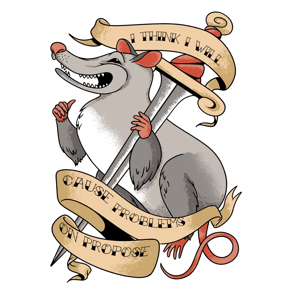 Possum sword editable t-shirt design template