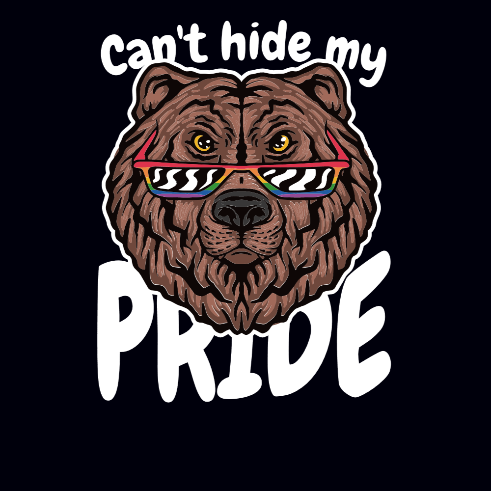 Pride bear glasses editable t-shirt template