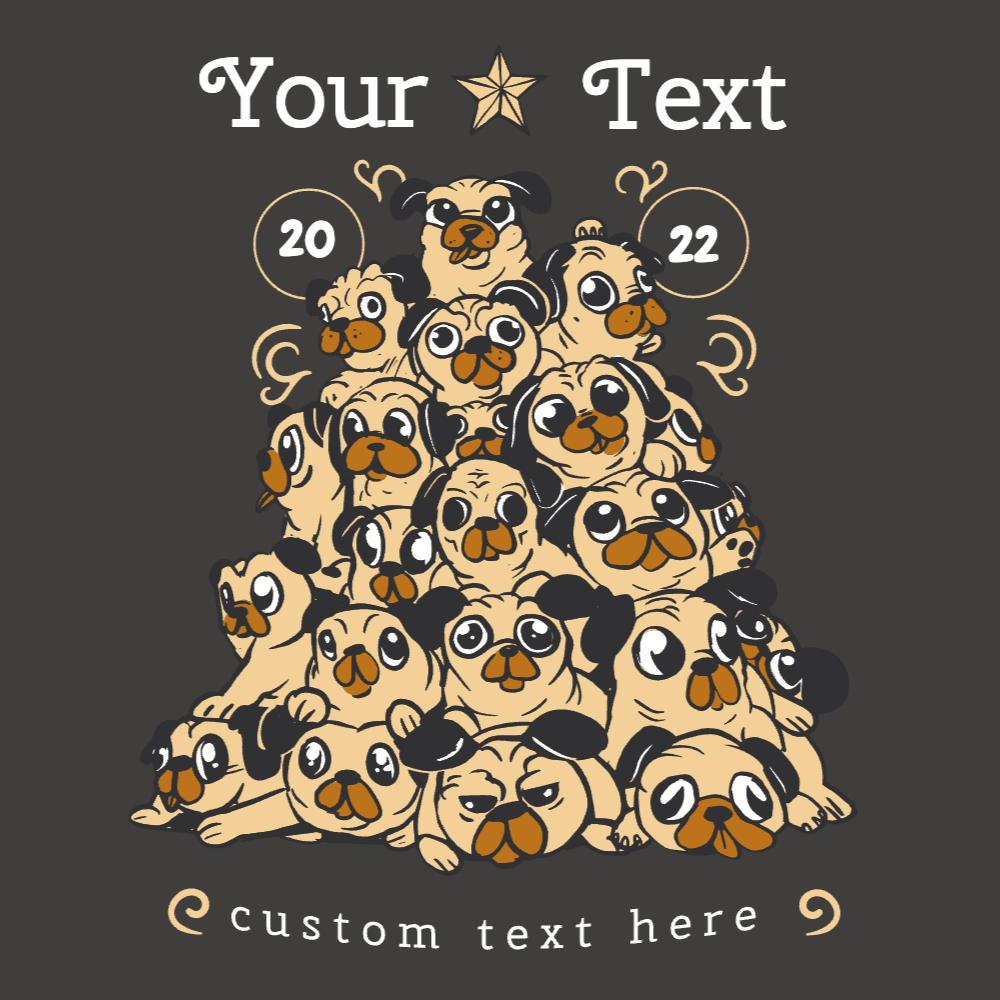 Pug christmas tree editable t-shirt template