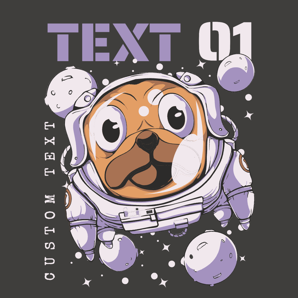 Pug dog space astronaut editable t-shirt template | Create Online