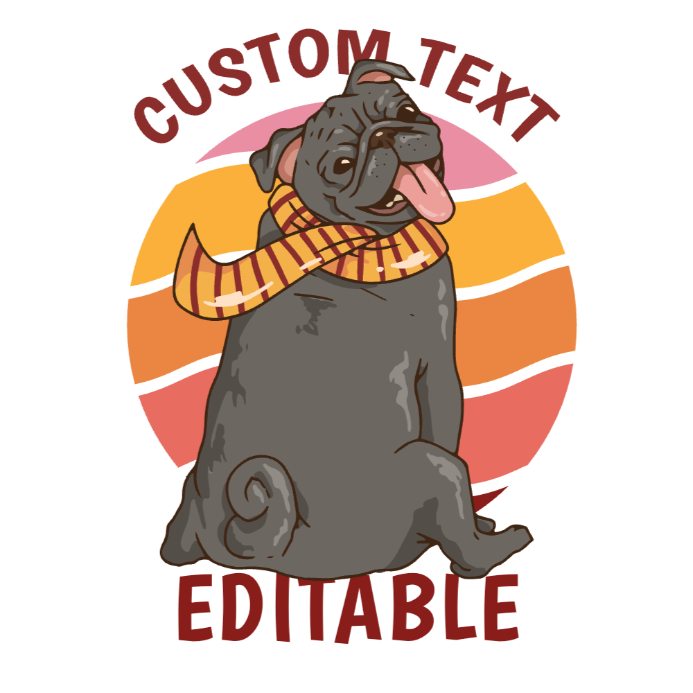 Pug dog with scarf editable t-shirt template | Create Merch Online