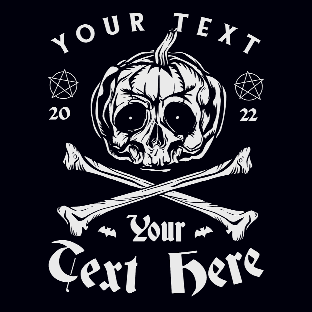 Pumpkin skull editable t-shirt design template