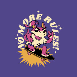 Punk cat skateboarding editable t-shirt template