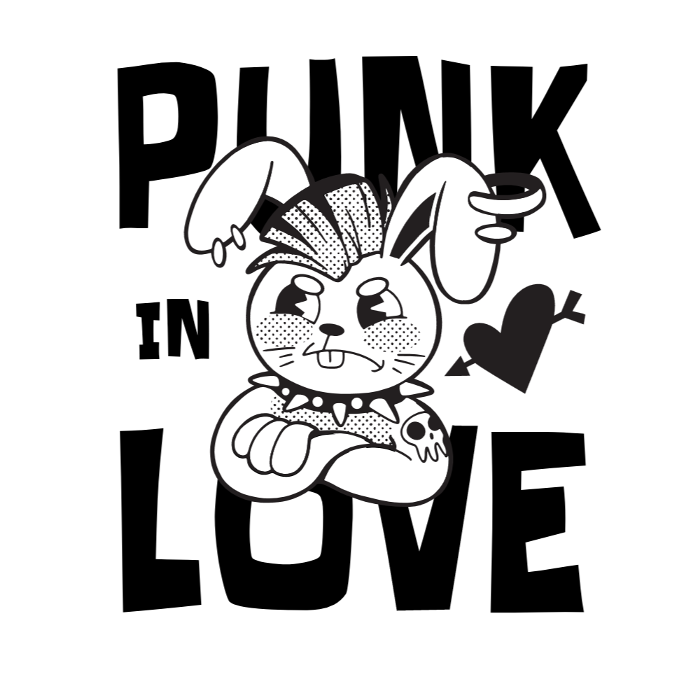 Punk love rabbit editable t-shirt template