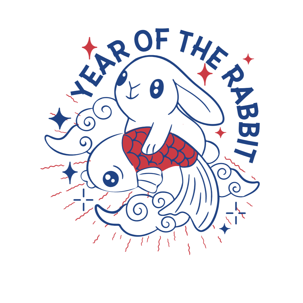 Rabbit fish New Year editable t-shirt template