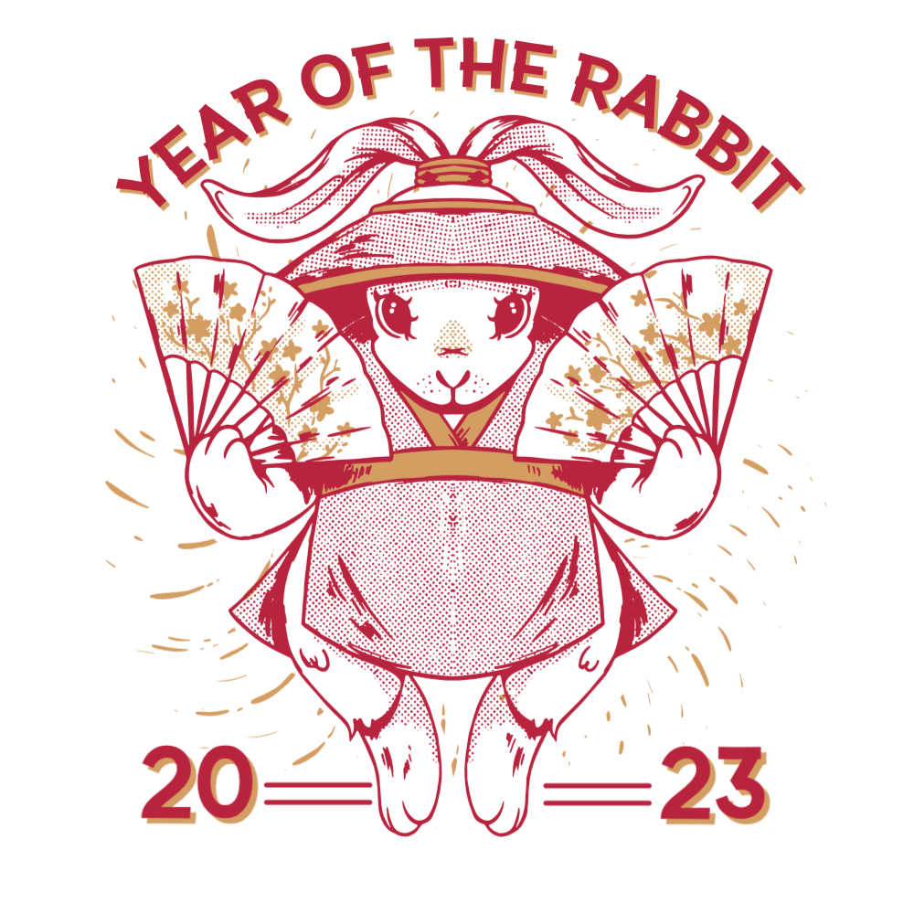 Rabbit with fans editable t-shirt template