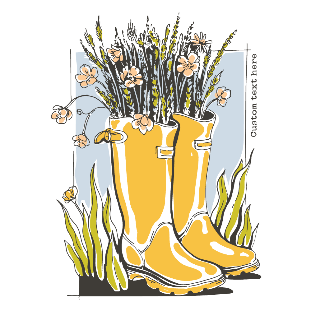 Rain boots with flowers editable t-shirt template | Create Online