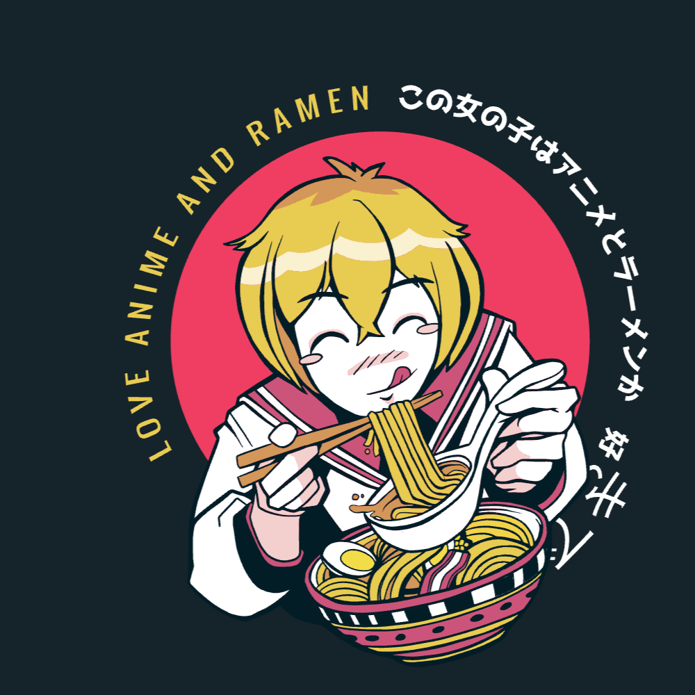 Ramen anime girl editable t-shirt template | Create Online