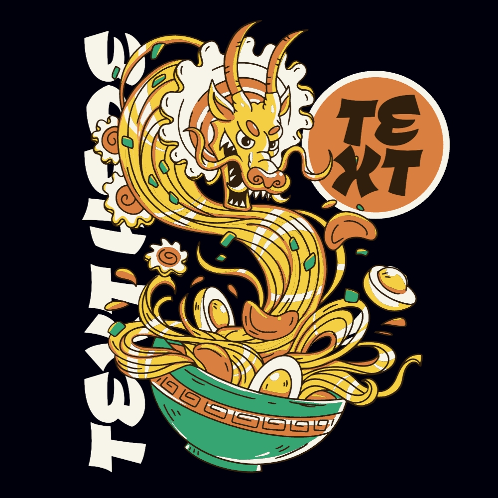 Ramen dragon editable t-shirt template | Create Online