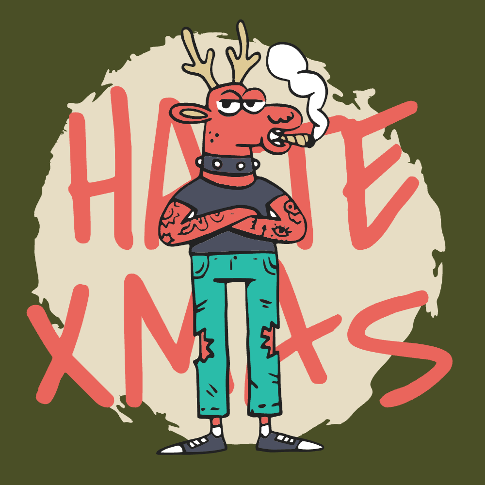 Reindeer smoking editable t-shirt template | Create Designs