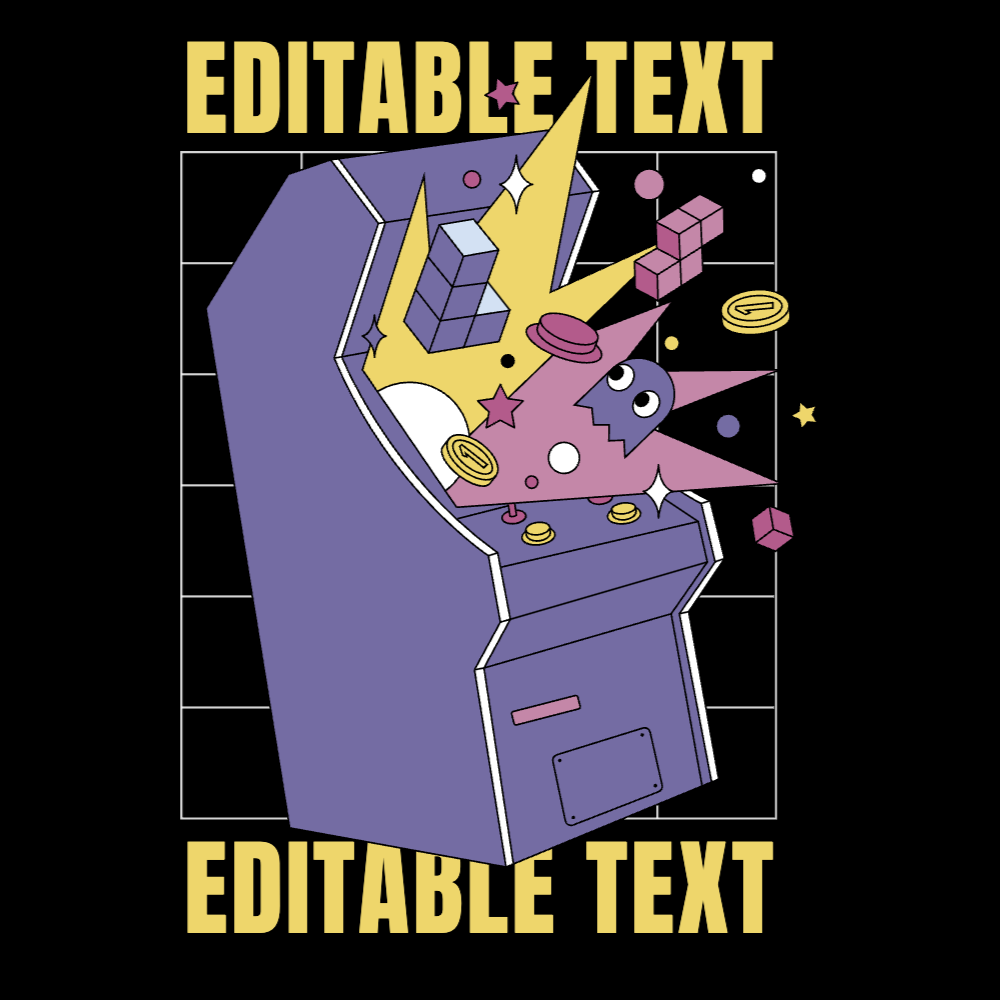 Retro arcade machine editable t-shirt template | Create Merch Online