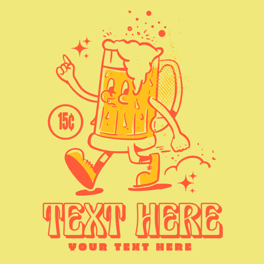 Retro cartoon beer editable t-shirt template | Create Merch Online