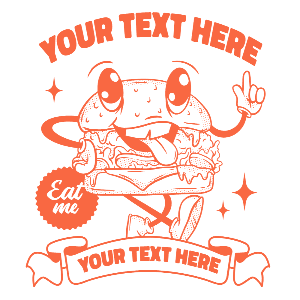 Retro cartoon burger editable t-shirt template | Create Merch