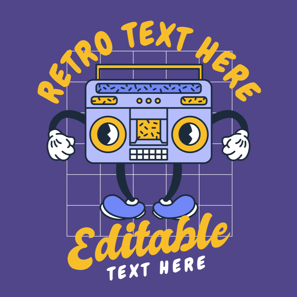 Retro radio cartoon editable t-shirt template | Create Online