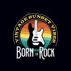 Retro sunset guitar editable t-shirt design template