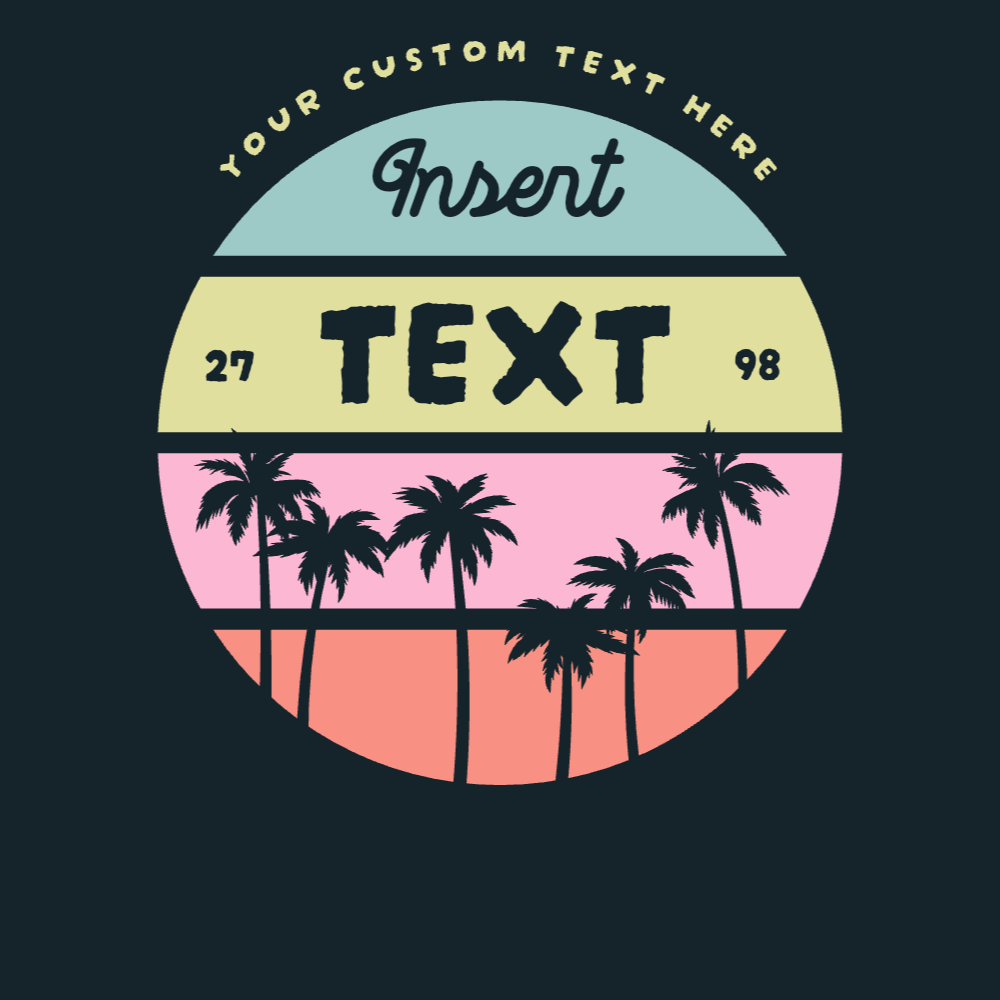 Retro sunset palm trees editable t-shirt template | T-Shirt Maker