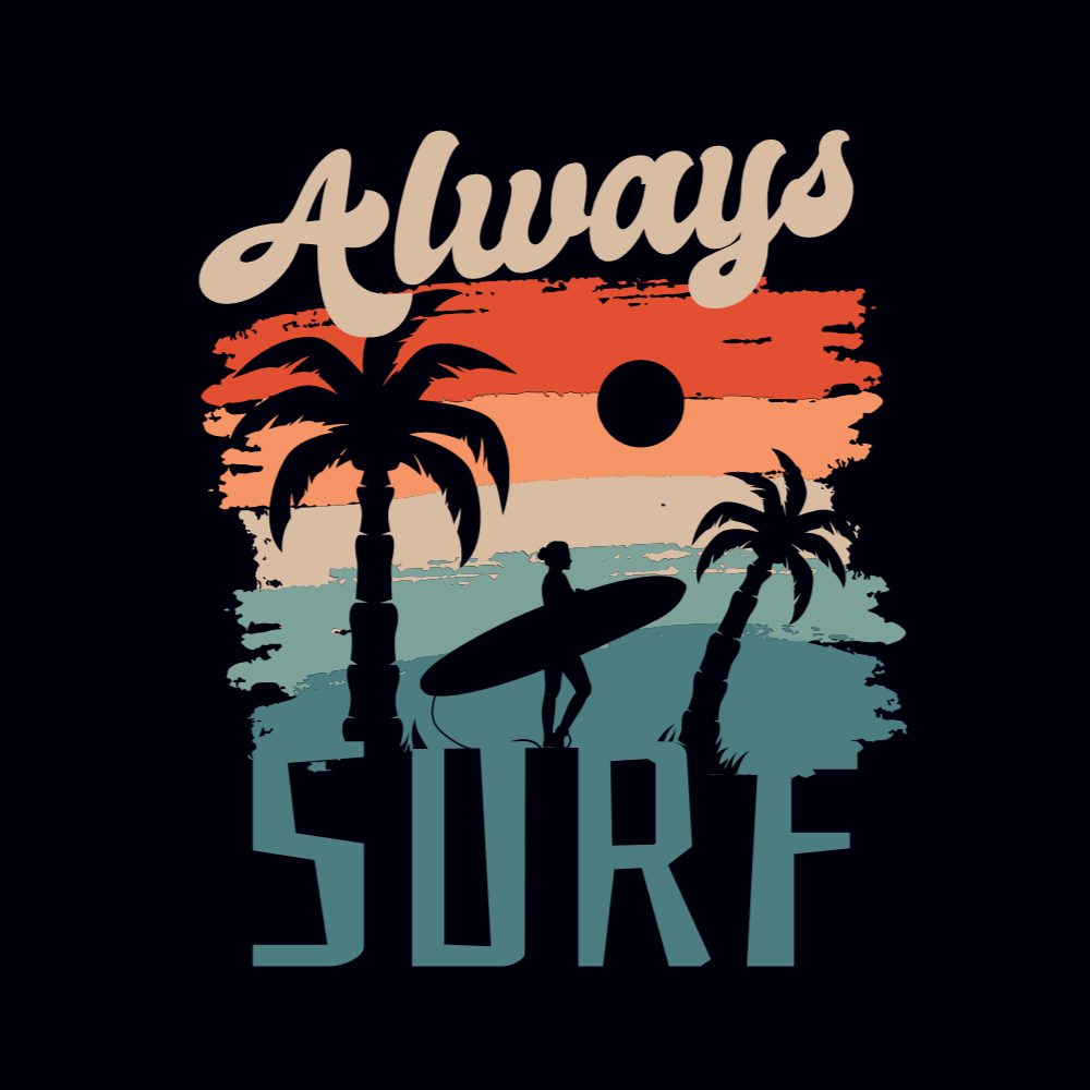 Retro sunset surf editable t-shirt template