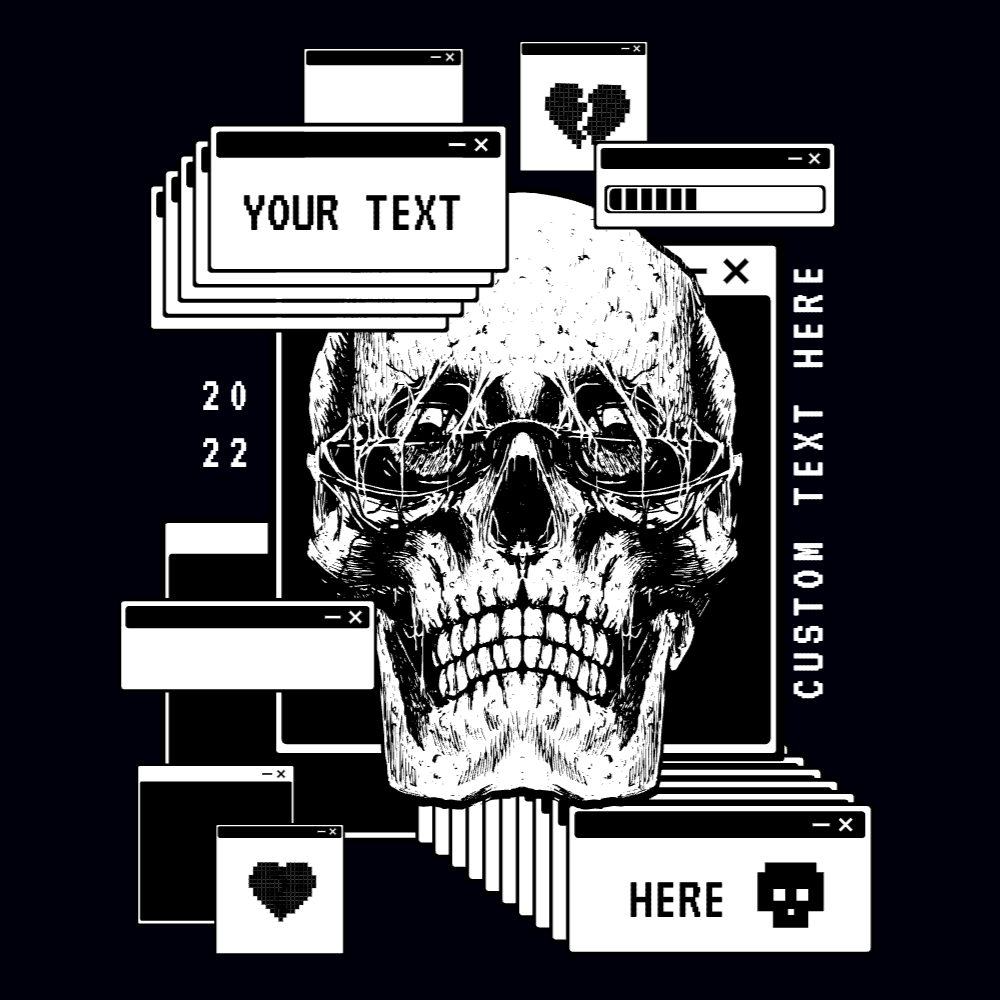 Retro tabs skull editable t-shirt template | Create Designs