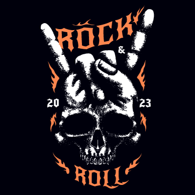 Rock skull hand editable t-shirt template