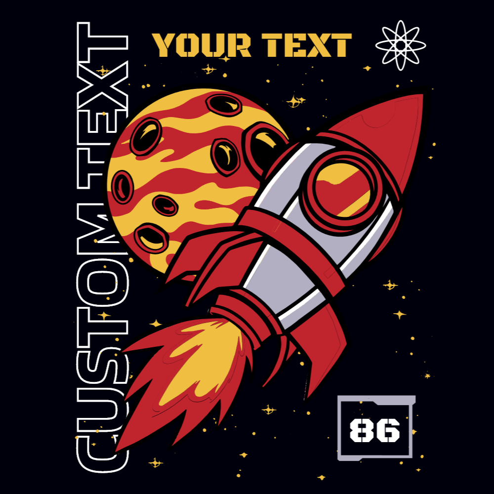 Rocket and planet editable t-shirt template