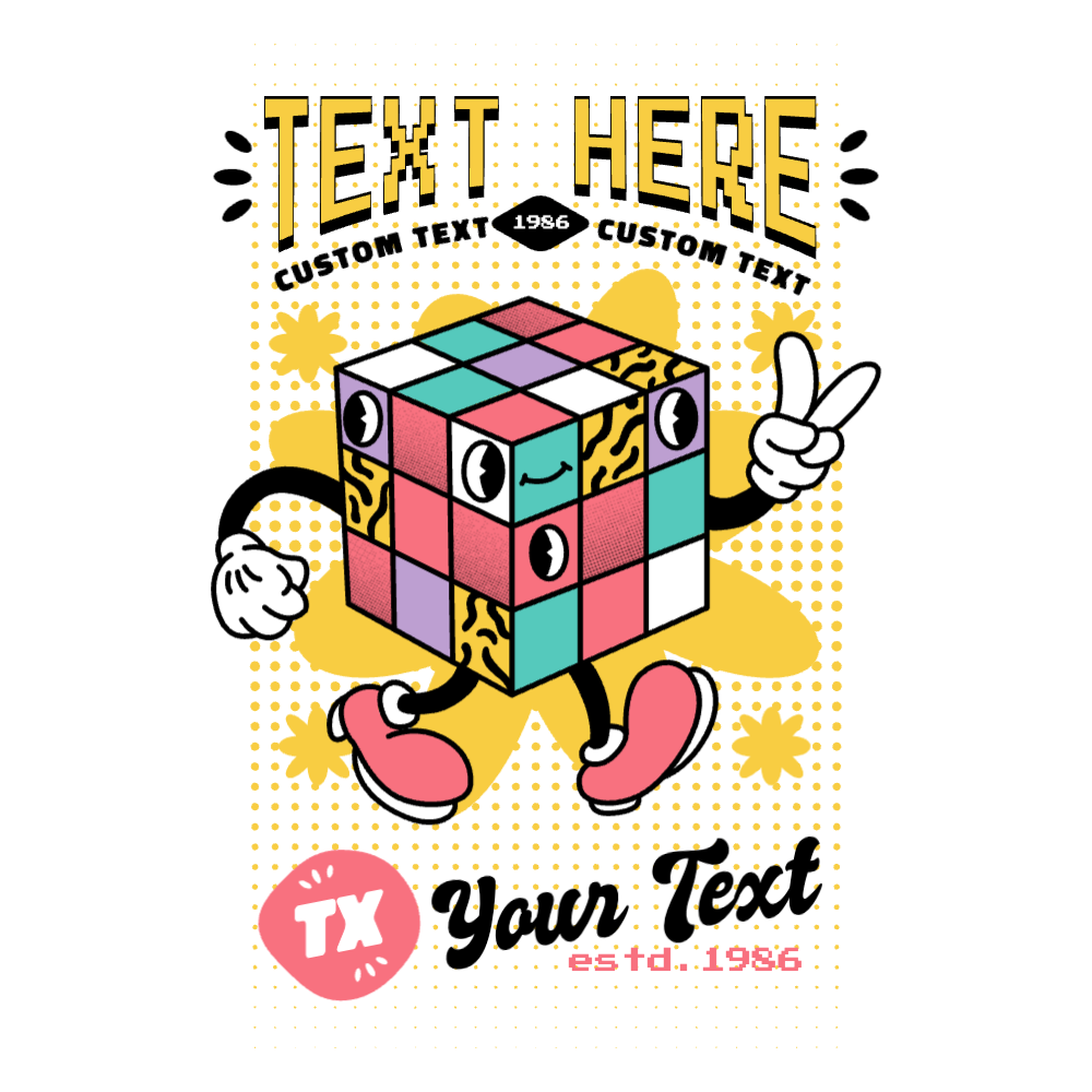 Rubik's cube cartoon editable t-shirt template | Create Designs
