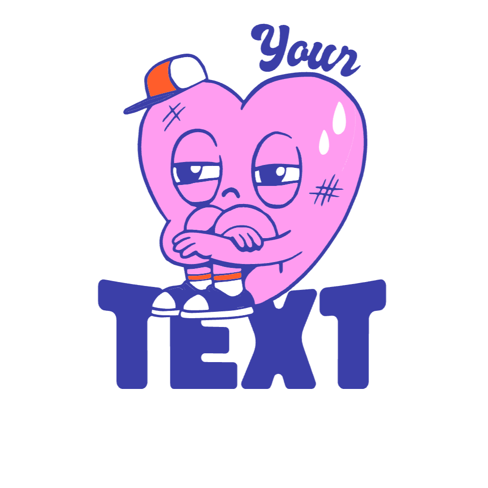 Sad heart cartoon editable t-shirt template | T-Shirt Maker