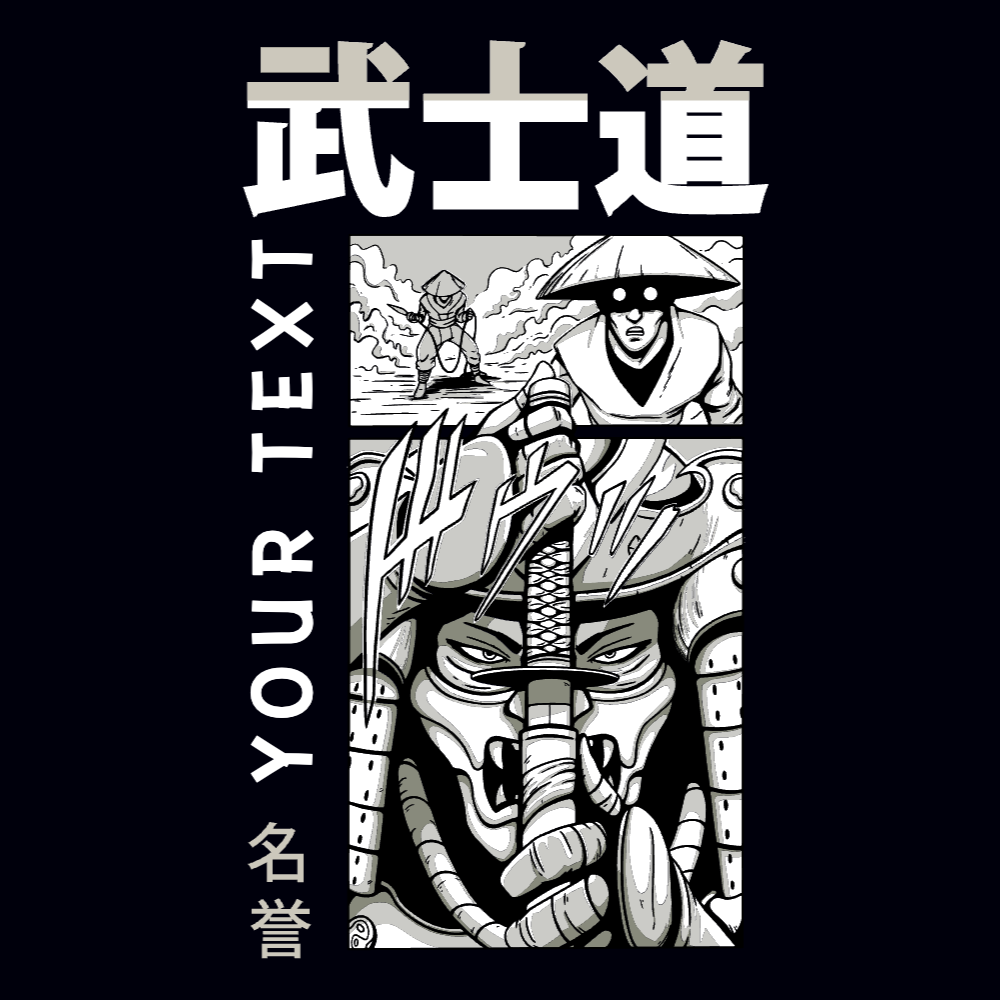 Samurai Japanese editable t-shirt template | T-Shirt Maker