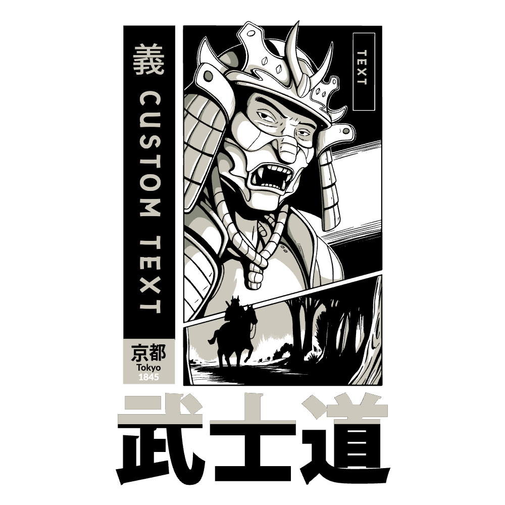 Samurai character editable t-shirt template | Create Merch Online