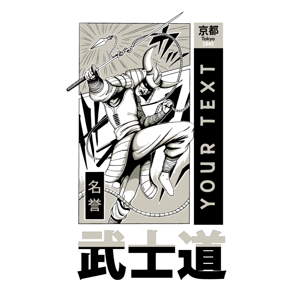 Samurai lasso manga editable t-shirt template | Create Designs