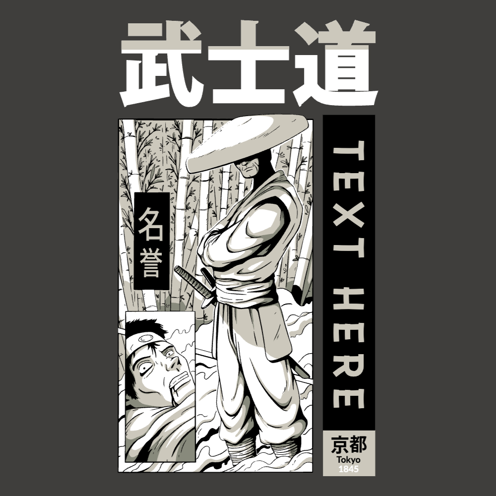Samurai manga editable t-shirt template | T-Shirt Maker