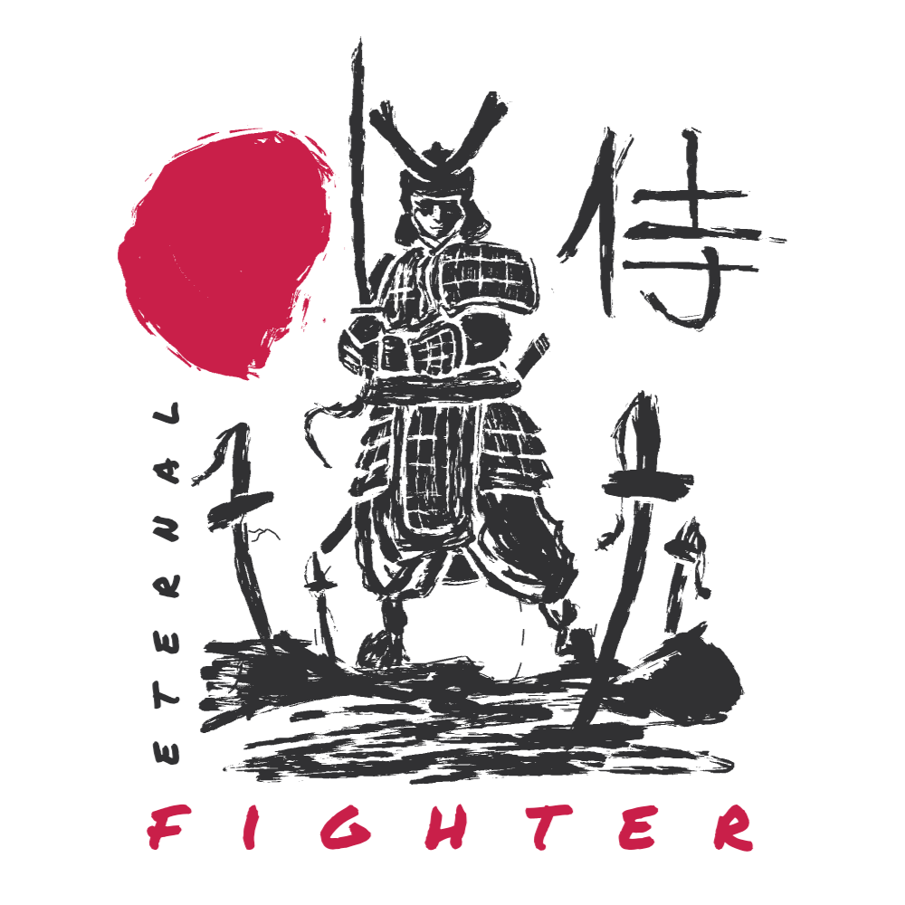 Samurai warrior sketch editable t-shirt template | T-Shirt Maker