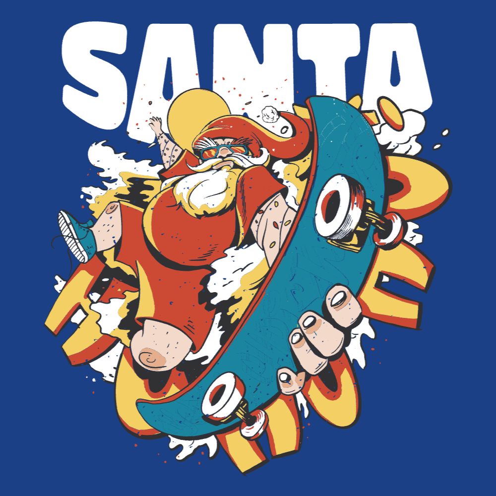 Santa Claus skater editable  t-shirt template | T-Shirt Maker