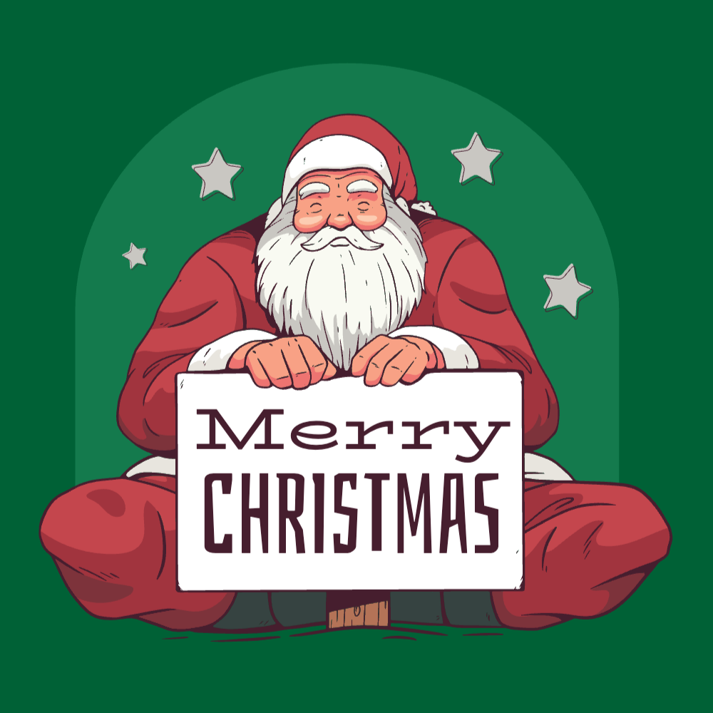 Santa claus with merry christmas sign editable t-s | T-Shirt Maker