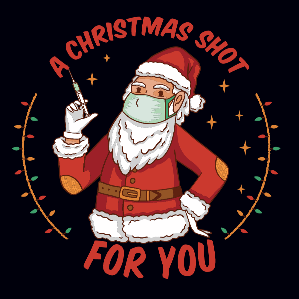Santa claus with vaccine editable t-shirt template | Create Designs